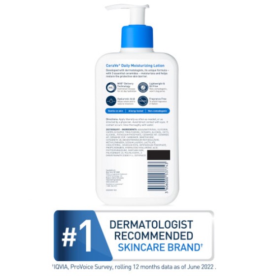 CeraVe デイリーモイスチャライジングローション 乾燥肌用 | ヒアルロン酸とセラミド配合のボディ＆フェイスモイスチャライザー | 毎日の保湿ローション